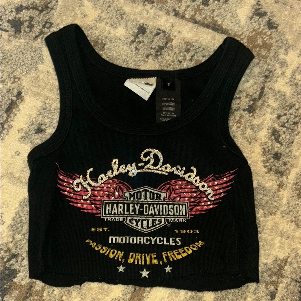 Harley-Davidson Black and Red Logo Crop Top